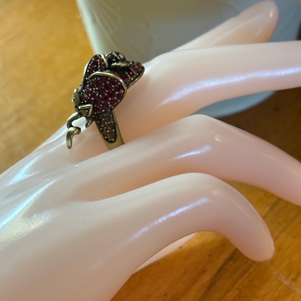 Heidi Daus Climbing Rose Size 10 Bold Dimensional Statement Bronze Red Green - Picture 17 of 17